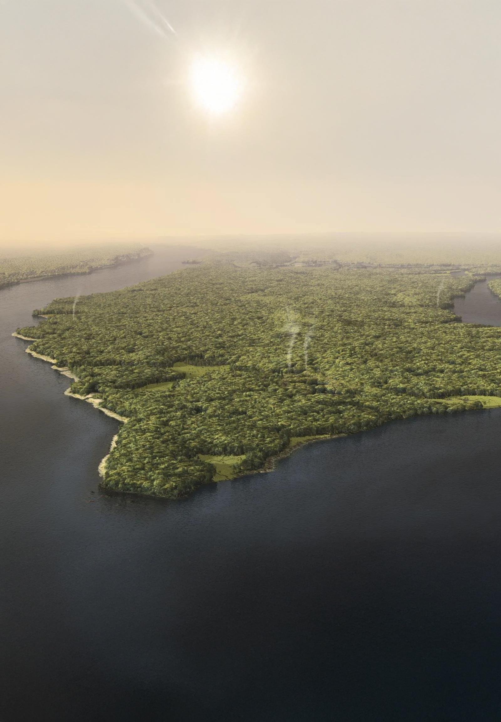 Rendering of pre-colonial Manhattan island