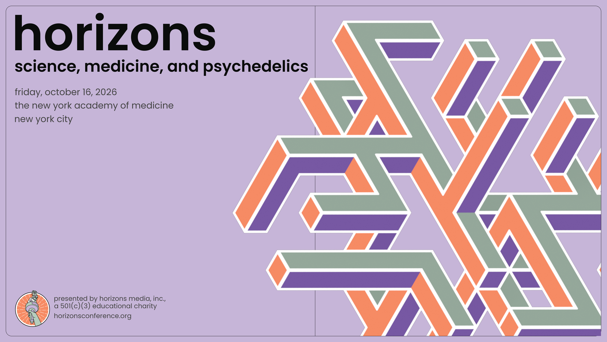 Horizons — Science, Medicine, and Psychedelics. Friday, October 16, 2026, at the New York Academy of Medicine, New York City.